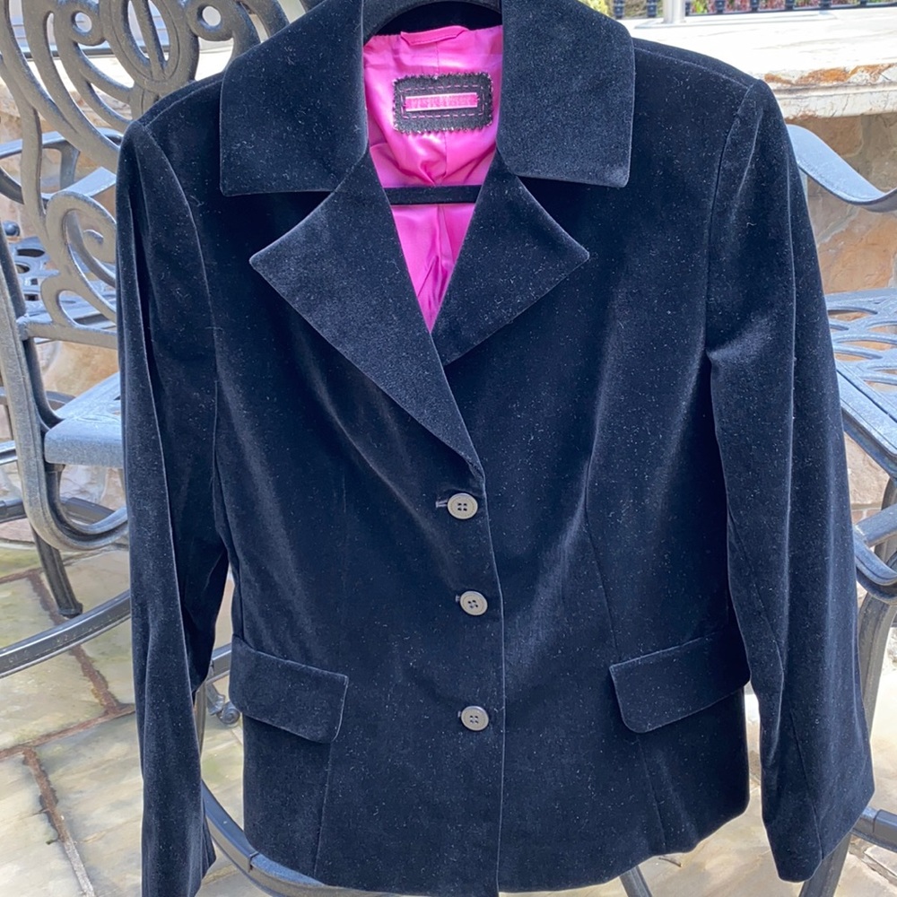Mariella Burani Black Velvet Blazer Jacket Sz 48